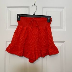 SO Red Orange Ruffle High Waisted Lounge Shorts S